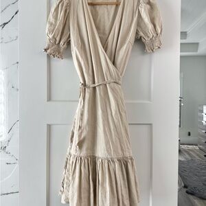 ANTONIO MELANI Cream Wrap Midi Dress